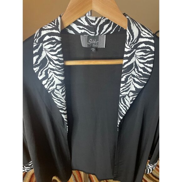 Slinky Black 3/4 Sleeve Zebra Stripe Detailed Open Loose Fitting Cardigan Sz XS - Picture 5 of 10